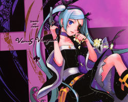 00s 1girl eyepatch female_focus flower frills gun handgun nahashi_lucia revolver solo twintails venus_versus_virus weapon