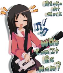 Rule 34 | azumanga daioh&#039;s school uniform, azumanga daiou, blush, brown hair, closed eyes, guitar, guitar hero, highres, instrument, kasuga ayumu, men at work (band), musical note, open mouth, sailor collar, school uniform, skirt, tagme, thea (w alladoo), white sailor collar
