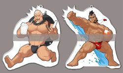 Rule 34 | 1boy, abs, armpits, bandaid, bandaid on cheek, bandaid on face, bara, bare pectorals, beard, black hair, black male swimwear, bulge, chain, chain necklace, cyphers, damian doyle (cyphers), dark-skinned male, dark skin, eating, facial hair, gomtang, jewelry, large pectorals, lifeguard, male focus, male pubic hair, male swimwear, mature male, mohawk, muscular, muscular male, navel, navel hair, necklace, nipples, pectoral cleavage, pectorals, penis, pubic hair, red male swimwear, sample watermark, short hair, sideburns, sidepec, solo, stomach, stubble, swim briefs, thick thighs, thighs, third-party source, watermark