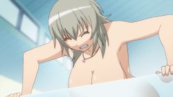 10s 1girl animated animated_gif binbougami_ga! bouncing_breasts breasts cleavage closed_eyes indoors large_breasts nude sakura_ichiko sexually_suggestive