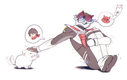 Rule 34 | armor, dog, giving up the ghost, head pat, helmet, hugging own legs, kamen rider, kamen rider den-o, kamen rider den-o (series), knees to chest, mask, masked, masked male, momotaros, nogami ryoutarou, petting, petting animal, possession, reaction, red armor, scared, tail, tail wagging, tears, trembling