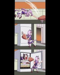 3girls anikinoihai893 animal_ears annoyed brown_hair carrying closed_eyes closed_mouth collarbone commentary_request food full_body gold_ship_(umamusume) hair_between_eyes hair_ornament highres horse_ears horse_girl horse_tail long_hair meat mejiro_mcqueen_(umamusume) mini_person minigirl multiple_girls parody purple_eyes purple_hair refrigerator running school_uniform special_week_(umamusume) tail thighhighs tom_and_jerry tracen_school_uniform