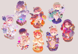 6+boys ahoge america_(hetalia) aqua_coat arm_behind_back ascot axis_powers_hetalia bat_wings black-framed_eyewear black_cape black_hair black_pants black_shoes blonde_hair blue_bow blue_bowtie blue_eyes blue_gemstone blue_pants blunt_ends blush book book_stack boots bow bowtie box brown_coat brown_hair bucket bug buttons cape chibi chibi_only china_(hetalia) chinese_clothes closed_mouth coat collared_shirt creature cup demon_horns floating_clothes flower food france_(hetalia) frills full_body fur-trimmed_boots fur_trim gem germany_(hetalia) ghost glasses gloves green_eyes grey_background grey_hair gun halloween halloween_costume handgun hat highres himaruya_hidekazu holding holding_book holding_bucket holding_gun holding_instrument holding_lantern holding_mask holding_scroll holding_shovel holding_tray holding_weapon hood hooded_cape horns instrument jack-o&#039;-lantern japan_(hetalia) japanese_clothes jewelry kettle kimono lantern leaf long_sleeves looking_at_object looking_at_viewer looking_to_the_side male_focus mask multiple_boys necklace northern_italy_(hetalia) official_art one_eye_closed open_book open_clothes open_coat orange_coat orange_eyes orange_hair pants paper parted_bangs pearl_necklace pelvic_curtain pie pocket pom_pom_(clothes) puffy_long_sleeves puffy_sleeves pumpkin purple_eyes purple_flower reading red_boots russia_(hetalia) scarf scroll see-through_clothes see-through_veil semi-rimless_eyewear shirt shoes short_hair shovel silk simple_background smile snow snowman spider spider_web stairs standing tea teeth tomato tray trumpet two-sided_coat two-sided_fabric united_kingdom_(hetalia) v-shaped_eyebrows veil vest wavy_hair weapon white_ascot white_cape white_coat white_gloves white_hat white_kimono white_pants white_scarf white_shirt white_vest wide_sleeves wings yellow_eyes