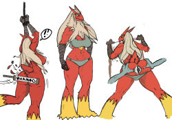 ! !! 1girl anal anal_object_insertion anus arms_up ass bad_furaffinity_id bad_id bdsm blaziken blonde_hair bondage bound bound_wrists bra breasts butt_plug cleavage closed_mouth english_text female_focus from_behind full_body furry furry_female gen_3_pokemon green_bra green_eyes green_panties half-closed_eyes hand_on_own_hip hands_up large_breasts leaning_forward leg_up legs_apart long_hair looking_back motion_lines multiple_views navel nintendo nipples nude object_insertion open_mouth paddle panties panty_pull personification poke_ball_theme pokemon pokemon_(creature) robotjoe rope sex_toy simple_background spanking speech_bubble spoken_exclamation_mark spread_ass standing standing_on_one_leg star_(symbol) tail underwear underwear_only wavy_mouth white_background wide_hips