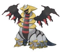 absurdres animal_focus black_sclera black_wings colored_sclera dragon dragon_wings full_body gen_4_pokemon giratina giratina_(altered) highres legendary_pokemon nintendo no_humans official_art open_mouth pokemon pokemon_(creature) pokemon_dppt pokemon_focus red_eyes solo sugimori_ken third-party_source transparent_background wings