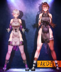 2girls absurdres alternate_costume ammunition ammunition_pouch arm_belt arm_holster arm_pouch armband armpit_crease artist_name ass asymmetrical_gloves back backboob bare_hips bare_shoulders belt black_armband black_belt black_dress black_gloves black_panties black_shoes braid breasts brown_belt brown_gloves brown_hair brown_thighhighs colored_shoe_soles contender_(girls&#039;_frontline) covered_anus curvy dress dsr-50_(girls&#039;_frontline) elbow_gloves facing_away frilled_armband frilled_thighhighs frills from_behind full_body garrison_cap girls&#039;_frontline gloves grey_hair hat height_difference high_heels highres holding holding_panties holding_underwear holding_unworn_clothes holster indoors kneepits large_breasts legs legs_apart light_rays long_hair looking_ahead looking_at_another looking_at_viewer medium_breasts mismatched_gloves multicolored_hair multiple_girls naked_dress no_panties pakdeus panties pelvic_curtain pouch purple_eyes purple_gloves purple_hair purple_sleeves purple_thighhighs pussy_juice pussy_juice_stain pussy_juice_trail sex_toy shoes short_hair side-tie_dress sideless_outfit signature single_bare_leg single_sleeve single_thighhigh spotlight standing streaked_hair thick_thighs thigh_pouch thigh_strap thighhighs thighs two-tone_armband underwear unworn_panties vibrator vibrator_in_thighhighs white_armband white_dress white_hair