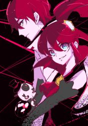 10s 1boy 1girl black_background black_gloves blue_eyes brooch chiyo_(rotsurechiriha) creature creature_and_personification dual_persona elbow_gloves genderswap genderswap_(mtf) gloves hair_ornament happinesscharge_precure! hat high_ponytail jewelry long_hair mini_hat multiple_persona personification phanphan_(happinesscharge_precure!) phantom_(happinesscharge_precure!) ponytail precure red_hair sidelocks sketch smile spoilers top_hat unlovely_(happinesscharge_precure!) wide_ponytail