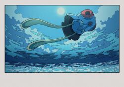 1other border from_below gen_1_pokemon grey_border jellyfish nintendo no_humans ocean onamuzi_illust outdoors pokemon sun swimming tentacool underwater