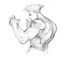 1boy american_flag american_flag_tattoo arm_tattoo bare_shoulders fighting_stance flattop from_side game_cg green_tank_top greyscale guile hands_up highres male_focus monochrome muscular muscular_male nishimura_kinu non-web_source official_art solo street_fighter street_fighter_ii_(series) tank_top tattoo
