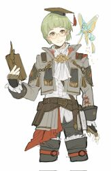 1boy book fairy fire_emblem fire_emblem:_three_houses glasses green_hair highres holding holding_book ignatz_victor male_focus nintendo sasataeko short_hair smile upper_body
