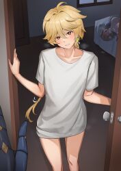 1boy 2girls absurdres aether_(genshin_impact) aftersex ahoge blonde_hair blush braid breasts clothed_male_nude_female collarbone drooling earrings genshin_impact gloves hair_between_eyes hair_ornament hans-kun heavy_breathing highres huge_breasts implied_after_sex jean_(genshin_impact) jewelry lisa_(genshin_impact) long_hair long_shirt looking_at_viewer multiple_girls nude on_bed open_mouth pov shirt smile suggestive_fluid white_shirt yellow_eyes