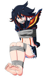 absurdres arms_behind_back bdsm belly bondage bound gag gagged highres improvised_gag matoi_ryuuko midriff navel no-pornography original tape tape_bondage tape_gag taped_arms taped_legs