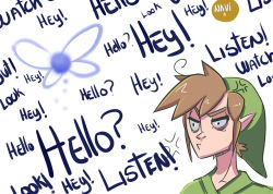 1boy anger_vein brown_hair english_text fairy hat link navi nintendo pointy_ears sho-n-d the_legend_of_zelda the_legend_of_zelda:_ocarina_of_time