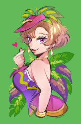 1girl alternate_costume animification bracelet clarice_(disney) disneyland dress earrings eyelashes highres jewelry looking_at_viewer mickey_mouse_&amp;_friends moov_(mb_52) open_mouth personification purple_eyes short_hair solo upper_body