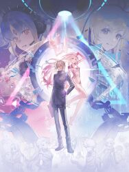 Rule 34 | 5boys, 6+girls, absurdres, ai the somnium files, aiba (ai the somnium files), akemi (ai the somnium files), black boots, black jacket, black pants, blonde hair, boots, boss (ai the somnium files), cable hair ornament, chieda kizuna, closed mouth, cowboy shot, doi amame, double bun, dress, enda shouma, gloves, goggles, goggles on head, hair between eyes, hair bun, headphones, highres, illowine, ishigayane gen, jacket, kuranushi mizuki, long hair, long sleeves, looking at viewer, low twintails, matsushita ota, medium hair, multiple boys, multiple girls, no sleep for kaname date - from ai: the somnium files, okiura mizuki, open mouth, pants, pink hair, purple gloves, purple hair, red eyes, ryuki kuruto, sagan iris, sidelocks, smile, tama (ai the somnium files), third eye, tsukiyono hina, twintails, white dress, white hair, yellow eyes