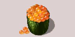 fish_(food) food food_focus grey_background hisachan55cute ikura_(food) no_humans nori_(seaweed) original pixel_art roe shadow still_life sushi