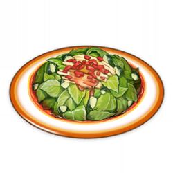 artist_request chili_pepper commentary english_commentary food food_focus game_cg genshin_impact leaf lowres mint no_humans official_art plate salad simple_background still_life third-party_source transparent_background
