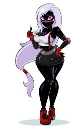 1girl boots breasts cleavage cosplay duck_dodgers female_focus final_fantasy final_fantasy_vii gloves grimphantom highres long_hair no_mouth queen_tyr&#039;ahnee shorts solo sweat tifa_lockhart tifa_lockhart_(cosplay) white_hair