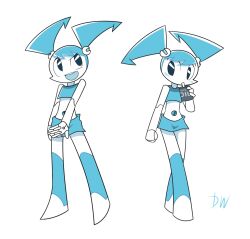 android blue_hair blue_skirt blue_tank_top colored_skin dishwasher9 humanoid_robot jenny_wakeman joints my_life_as_a_teenage_robot nickelodeon oil_can robot robot_girl robot_joints screw skirt tank_top twintails white_background white_skin