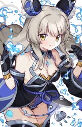 1girl alternate_color animal_ear_fluff black_dress black_gloves black_leotard blush breasts closed_mouth cowboy_shot dress gloves grey_hair heart highres leotard long_hair looking_at_viewer nia_(blade)_(xenoblade) nia_(xenoblade) small_breasts smile solo suuuuica water white_background xenoblade_chronicles_(series) xenoblade_chronicles_2 yellow_eyes