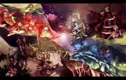 00s 2girls 6+boys akechi_mitsuhide azai_nagamasa azai_nagamasa_(sengoku_basara) chosokabe_motochika chousokabe_motochika date_masamune date_masamune_(sengoku_basara) highres kasuga kasuga_(sengoku_basara) katakura_kojuurou letterboxed lily_(pixiv) lilypsiren maeda_keiji mouri_motonari multiple_boys multiple_girls oda_nobunaga oichi oichi_(sengoku_basara) sanada_yukimura sanada_yukimura_(sengoku_basara) sarutobi_sasuke sengoku_basara takeda_shingen takenaka_hanbee takenaka_hanbee_(sengoku_basara) toyotomi_hideyoshi toyotomi_hideyoshi_(sengoku_basara) uesugi_kenshin uesugi_kenshin_(sengoku_basara) weapon