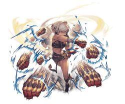 1girl abs dark-skinned_female dark_skin fiorito_(granblue_fantasy) granblue_fantasy minaba_hideo official_art punching smile source_request tagme