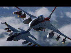 3d aircraft airplane drop_tank f-16 fighter_jet japan_air_self-defense_force japan_self-defense_force military military_vehicle missile mitsubishi_f-2 pilot realistic rocket urushizawa_takayuki vehicle_focus