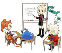 1990s_(style) artist_request class crossover dragon_quest dragon_quest_vii dragon_quest_viii final_fantasy final_fantasy_viii glasses jessica_albert kiefer lowres quistis_trepe square_enix teacher