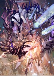 coin commentary_request copyright_notice duel_masters holding holding_polearm holding_weapon monster no_eyes no_humans official_art polearm so-taro solo supername_sherlock trident weapon