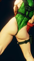1girl 3d antenna_hair ass bare_shoulders blonde_hair braid breasts cammy_white clenched_teeth covered_navel curvy gloves green_leotard groin hat head_out_of_frame highleg highleg_leotard highres huge_ass large_breasts legs leotard long_hair red_gloves red_hat ryona screencap shiny_clothes skindentation solo street_fighter street_fighter_v teeth thighs third-party_edit thong_leotard twin_braids very_long_hair wide_hips