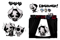 Rule 34 | absurdres, apollyon (the binding of isaac), black hair, blonde hair, blue hair, chibi, chibi only, heart, highres, made in abyss, maruruk, multicolored hair, multiple girls, ozen, reg (made in abyss), riko (made in abyss), smile, the binding of isaac, weibo 5968889247, white hair