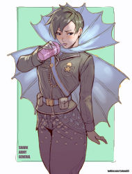 1girl absurdres animification commission drinking female_focus highres looking_at_viewer military military_uniform ninjago rejean_dubois short_hair solo the_lego_group