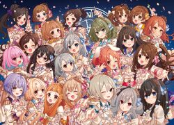 Rule 34 | 6+girls, :d, ;d, ^ ^, anastasia (idolmaster), black hair, blonde hair, blue eyes, blue hair, blush, brown eyes, brown hair, character request, closed eyes, collared shirt, commentary request, epaulettes, futaba anzu, green eyes, grey hair, hair between eyes, hair flaps, hair ornament, hairclip, heart, heart hands, hisakawa hayate, hisakawa nagi, honda mio, ichihara nina, idolmaster, idolmaster cinderella girls, idolmaster cinderella girls starlight stage, jacket, kanzaki ranko, koshimizu sachiko, long hair, low twintails, multicolored hair, multiple girls, one eye closed, open mouth, petals, pink hair, purple hair, rino cnc, roman numeral, shibuya rin, shimamura uzuki, shirt, siblings, sisters, smile, sunazuka akira, takagaki kaede, tsujino akari, twins, twintails, two-tone hair, very long hair, white jacket, white shirt, wrist cuffs, yumemi riamu
