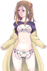 10s 1girl blush breastless_clothes breasts brown_hair censored clothes_lift coat crotchless crotchless_panties double_bun female_focus hair_bun inami_sakura inverted_nipples kyoukai_no_kanata looking_away multiple_insertions navel nippleless_clothes nipples open_clothes open_coat panties pussy pussy_juice sex_toy shirt_lift short_hair small_breasts solo sweat tears too_many too_many_sex_toys touge_hiro underwear vibrator vibrator_under_clothes vibrator_under_panties