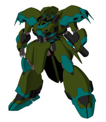 commentary_request external_fuel_tank gundam gundam_the_revival_of_zeon jaguar_i machinery mecha mecha_focus mobile_suit one-eyed pink_eyes robot science_fiction simple_background solo srdog6 standing white_background