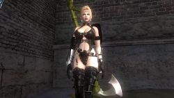 1girl 3d animated blonde_hair blue_eyes breasts cleavage highres bouncing_breasts large_breasts ninja_gaiden rachel_(ninja_gaiden) video