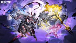 Rule 34 | 2girls, 5boys, abs, artist request, bara, bi tao (shen gongbao) (dislyte), bird wings, bubble, cane, dislyte, feathered wings, fiery hair, fish, highres, holding, holding cane, holding polearm, holding weapon, lance, li ling (meta nezha), li ling (nezha), lu shang (jiang ziya), ming shuo (leizhenzi), multiple boys, multiple girls, muscular, muscular male, non-web source, official art, pectorals, polearm, topless male, trident, weapon, wings, yu jing (princess longji) (dislyte), yun chuan (meta yang jian) (dislyte), yun chuan (yang jian) (dislyte), zi he (shiji niangniang) (dislyte)