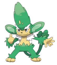 :3 absurdres artist_request black_eyes closed_mouth full_body gen_5_pokemon highres nintendo official_art pokemon pokemon_(creature) pokemon_bw pokemon_focus simisage smile solo standing third-party_source thumbs_up transparent_background