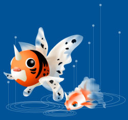 artist_request creatures_(company) fish game_freak gen_1_pokemon goldeen horns lowres nintendo no_humans pokemon pokemon_(creature) seaking single_horn