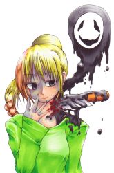 blonde_hair blood knife poniko ponytail stab uboa yume_nikki