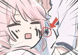 2girls arrow_(symbol) bang_dream! bang_dream!_it&#039;s_mygo!!!!! body_writing chihaya_anon closed_eyes commentary_request hug long_hair lyy multiple_girls nagasaki_soyo open_mouth pink_hair short_sleeves sleeping yuri