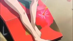 1girl :3 ahoge amano_madoka animated anime_screenshot armpits arms_behind_head barefoot beach beach_chair beyblade bikini blue_eyes blush bow bow_bikini brown_hair child collarbone crowd day embarrassed eyelashes facing_viewer fanservice feet female_focus flat_chest from_behind full_body goggles goggles_on_head hair_between_eyes hair_flaps highres innertube knee_up legs medium_hair midriff multiple_boys navel neck official_alternate_costume official_art open_mouth outdoors outstretched_arms pink_bikini sidelocks sky soles spaghetti_strap standing stomach subtitled summer sunbathing sunlight swim_ring swimsuit talking thighs third-party_edit toenails toes video