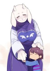 1girl 1other brown_eyes frisk_(undertale) furry goat highres mgk6455 toriel undertale