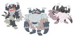 commentary creature drooling english_commentary fangs full_body gen_8_pokemon highres looking_at_viewer nintendo no_humans perrserker pinkgermy pokemon pokemon_(creature) sharp_teeth simple_background standing teeth white_background