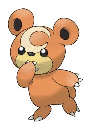 Rule 34 | animal focus, covering own mouth, full body, gen 2 pokemon, hand over own mouth, highres, nintendo, no humans, official art, pokemon, pokemon (creature), pokemon focus, pokemon hgss, solo, sugimori ken, teddiursa, third-party source, transparent background