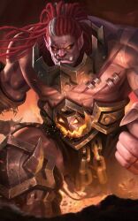balmond_(mobile_legends) highres muscular muscular_male orange_eyes orc red_hair