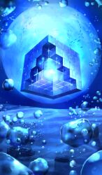 blue_theme bubble commentary cube fate/extra fate/grand_order fate_(series) full_moon glowing grid lasengle moon no_humans official_art third-party_source underwater