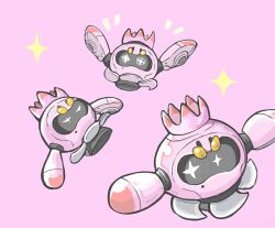 closed_eyes drone highres looking_at_viewer mole nintendo non-humanoid_robot pearl_(splatoon) pearl_drone_(splatoon) robot sparkle splatoon_(series) splatoon_3 splatoon_3:_side_order star-shaped_pupils star_(symbol) symbol-shaped_pupils takamame