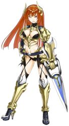 1girl arm_blade armor armored_boots artist_request bikini bikini_armor black_bikini boots breasts cleavage clenched_teeth dagger full_body garter_straps gauntlets gold_armor guillotine_cross_(ragnarok_online) hand_on_own_hip headgear holding holding_dagger holding_knife holding_weapon jamadhar knife large_variant_set long_hair medium_breasts official_art one_eye_closed orange_hair pauldrons ragnarok:_guild_masters ragnarok_online red_eyes shoulder_armor shrug_(clothing) simple_background solo swimsuit teeth transparent_background v-shaped_eyebrows variant_set weapon wince