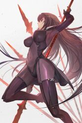1girl breasts fate/grand_order fate_(series) highres lack large_breasts long_hair scathach_(fate)